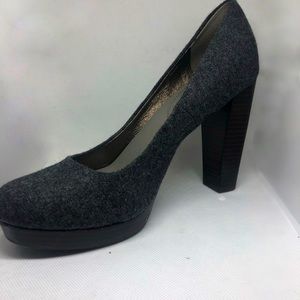 Grey felt platform heels